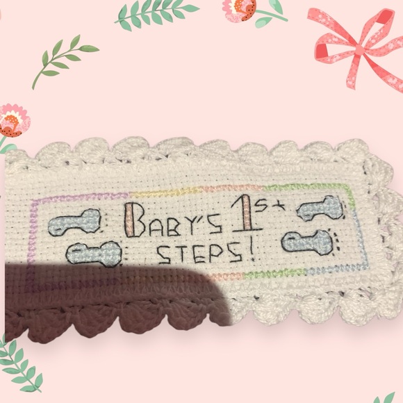 Handmade Cross Stitched Baby Milestone Cards - Picture 3 of 6
